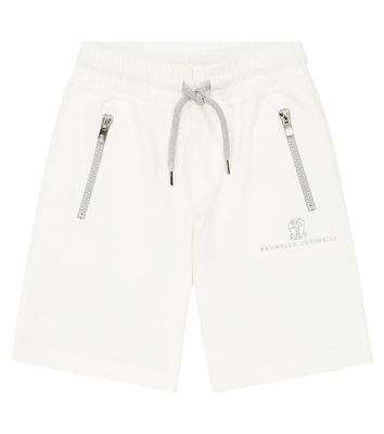 Brunello Cucinelli Kids Logo cotton jersey Bermuda shorts