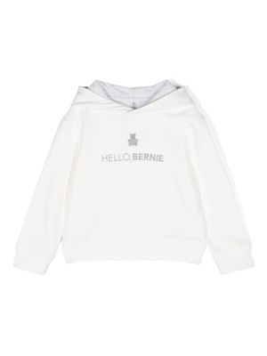Brunello Cucinelli Kids logo-embroidered cotton hoodie - White