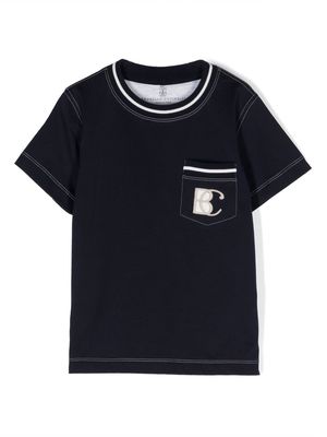 Brunello Cucinelli Kids logo-patch T-shirt - Blue