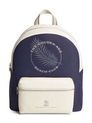 Brunello Cucinelli Kids logo-print backpack - Blue