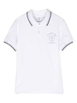 Brunello Cucinelli Kids logo-print cotton polo shirt - White