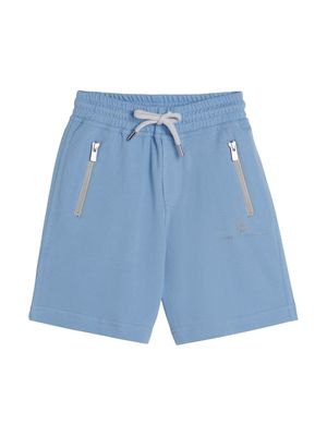 Brunello Cucinelli Kids logo-print cotton track shorts - Blue