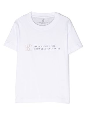 Brunello Cucinelli Kids logo-print short-sleeve T-shirt - White