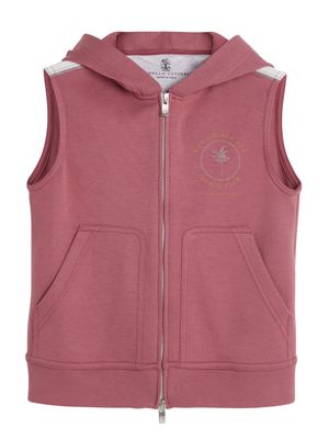 Brunello Cucinelli Kids logo-print sleeveless hoodie - Pink