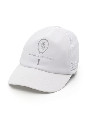 Brunello Cucinelli Kids logo-print technical-jersey cap - White