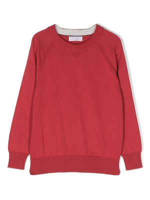 Brunello Cucinelli Kids long raglan-sleeved sweatshirt - Red