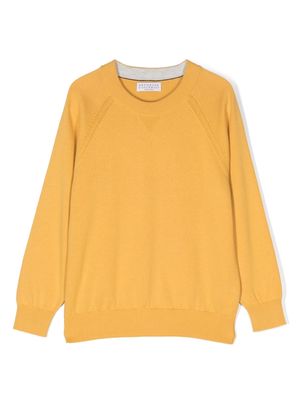 Brunello Cucinelli Kids long raglan-sleeved sweatshirt - Yellow