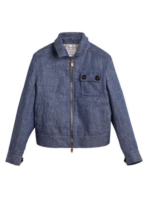 Brunello Cucinelli Kids long-sleeve linen jacket - Blue