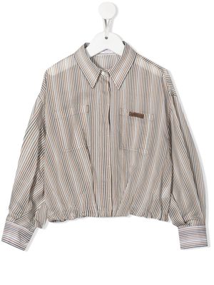 Brunello Cucinelli Kids long-sleeve striped shirt - Neutrals