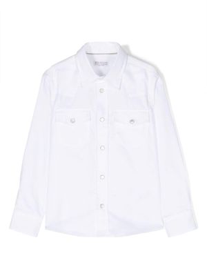 Brunello Cucinelli Kids long-sleeves cotton shirt - White