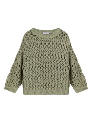 Brunello Cucinelli Kids loose-knit cotton-blend jumper - Green