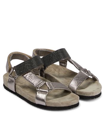 Brunello Cucinelli Kids Metallic leather sandals