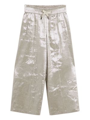 Brunello Cucinelli Kids metallic linen-blend trousers - Grey