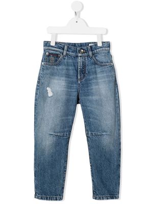 Brunello Cucinelli Kids mid-rise tapered jeans - Blue