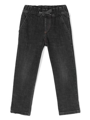 Brunello Cucinelli Kids Monili-detail mid-rise straight-leg jeans - Black