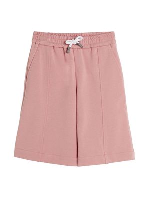 Brunello Cucinelli Kids Monili-drawstring cotton track shorts - Pink