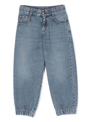Brunello Cucinelli Kids Monili-embellished baggy jeans - Blue