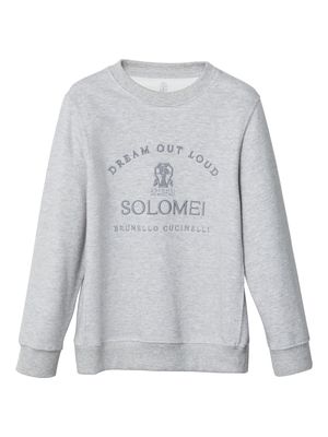 Brunello Cucinelli Kids motif-embroidered sweatshirt - Grey