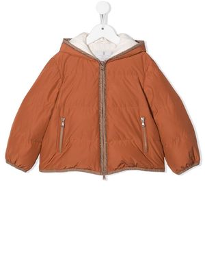 Brunello Cucinelli Kids padded hooded jacket - Orange