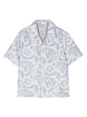 Brunello Cucinelli Kids paisley-print cotton shirt - White