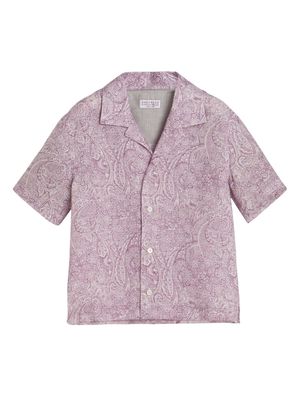 Brunello Cucinelli Kids paisley-print linen shirt - Purple