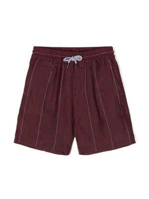 Brunello Cucinelli Kids pinstripe linen shorts - Red