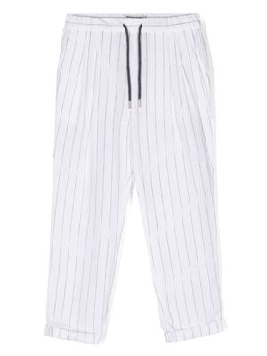 Brunello Cucinelli Kids pinstriped straight-leg trousers - White