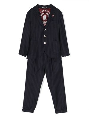 Brunello Cucinelli Kids pinstriped virgin-wool suit - Blue