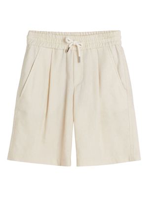 Brunello Cucinelli Kids pleat-detail drawstring shorts - Neutrals