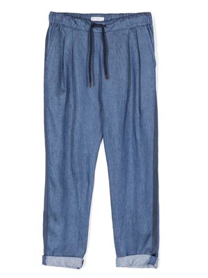 Brunello Cucinelli Kids pleat detail linen/flax trousers - Blue