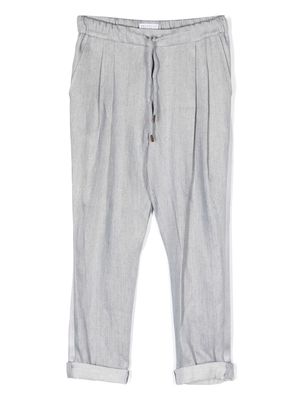 Brunello Cucinelli Kids pleat detail linen/flax trousers - Grey