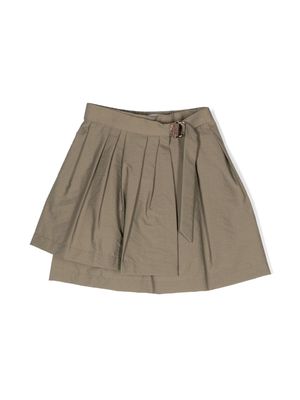 Brunello Cucinelli Kids pleated asymmetric skirt - Brown