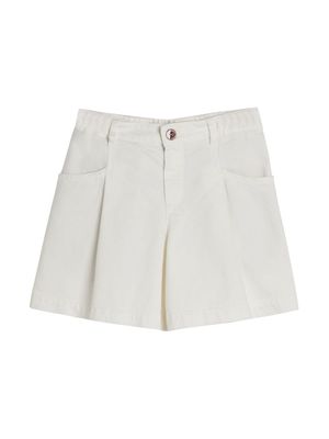 Brunello Cucinelli Kids pleated cotton shorts - White