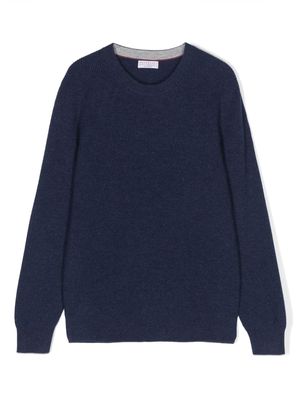 Brunello Cucinelli Kids ribbed-knit cashmere jumper - Blue