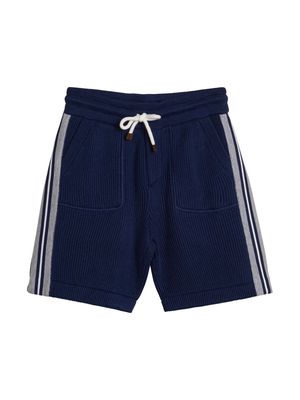Brunello Cucinelli Kids ribbed-knit cotton bermuda shorts - Blue