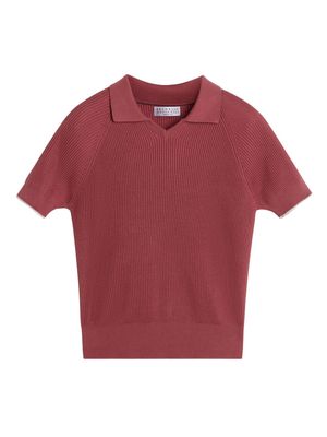 Brunello Cucinelli Kids ribbed polo jumper - Red