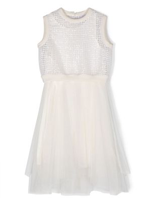 Brunello Cucinelli Kids sequin-embellished sleeveless dress - White