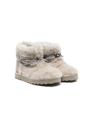 Brunello Cucinelli Kids shearling-trim snow boots - Grey