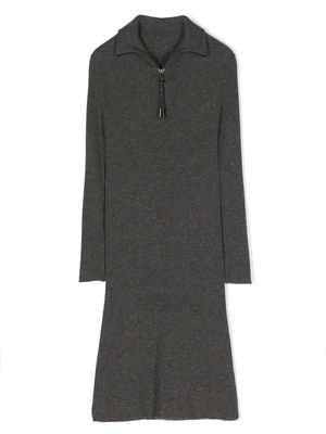 Brunello Cucinelli Kids short-zip ribbed-knit dress - Grey