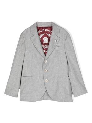 Brunello Cucinelli Kids single-breasted wool-blend flannel blazer - Grey