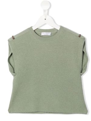 Brunello Cucinelli Kids sleeveless cashmere-knit top - Green