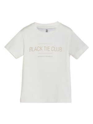 Brunello Cucinelli Kids slogan-print cotton T-shirt - White