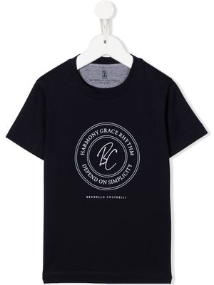 Brunello Cucinelli Kids slogan-print T-shirt - Blue