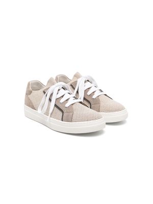 Brunello Cucinelli Kids sock-ankle lace-up sneakers - Gold
