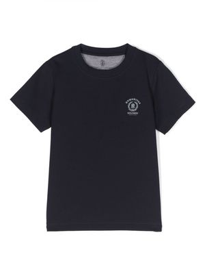 Brunello Cucinelli Kids Solomei logo-print cotton T-shirt - Blue