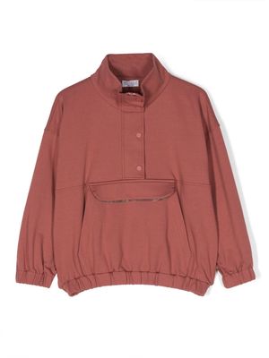 Brunello Cucinelli Kids stand-up collar zip-up sweatshirt - Pink