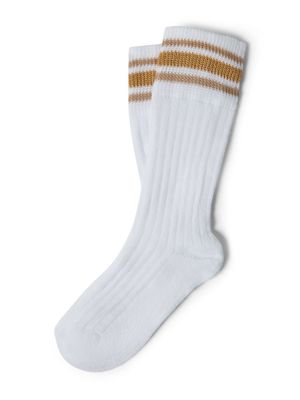 Brunello Cucinelli Kids stripe-border ribbed socks - WHITE 2