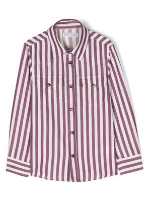 Brunello Cucinelli Kids stripe-print cotton shirt - Red