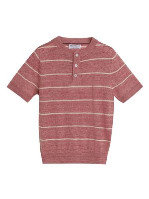 Brunello Cucinelli Kids striped knitted top - Red