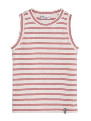 Brunello Cucinelli Kids striped ribbed tank top - Pink